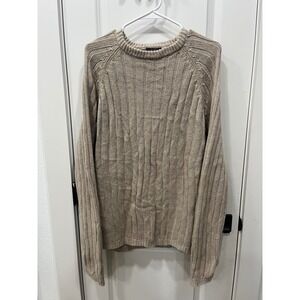 Woolrich Men's Tan Ribbed Knit Crew Neck Long Sleeve Sweater Size XL